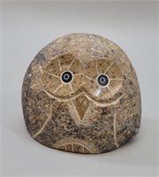 Artisan Carved Granite Rock Owl