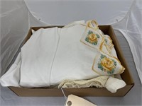 Box of Linens-Tablecloths