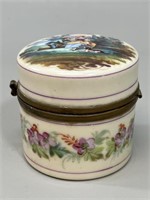 Antique Hand Painted Porcelain Trinket Box VTG