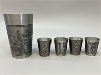 Berlin Pewter Shot Glasses Set with Cup, Inhung