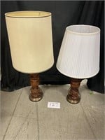 Wooden and Metal Lamp Set 20" w/out Shade