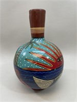 Hand Painted Mexican Story Telling Pottery Vase