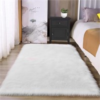 $29  White Faux Fur Rug 3x5  Living Room