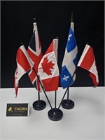 Table Top Flags: Union Jack, Maple Leaf, Quebec