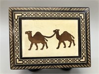 Camel Olive Wood Bone Inlay Jewelry Box