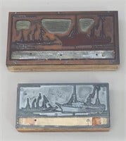 2 Antique Nautical Book Plates (Copper & Tin)