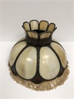 TULIP  LAMP SHADE SLAG GLASS ANTIQUE 8 PANEL