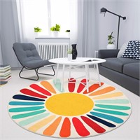 4ft Round Rug Boho Circle Nursery Rug