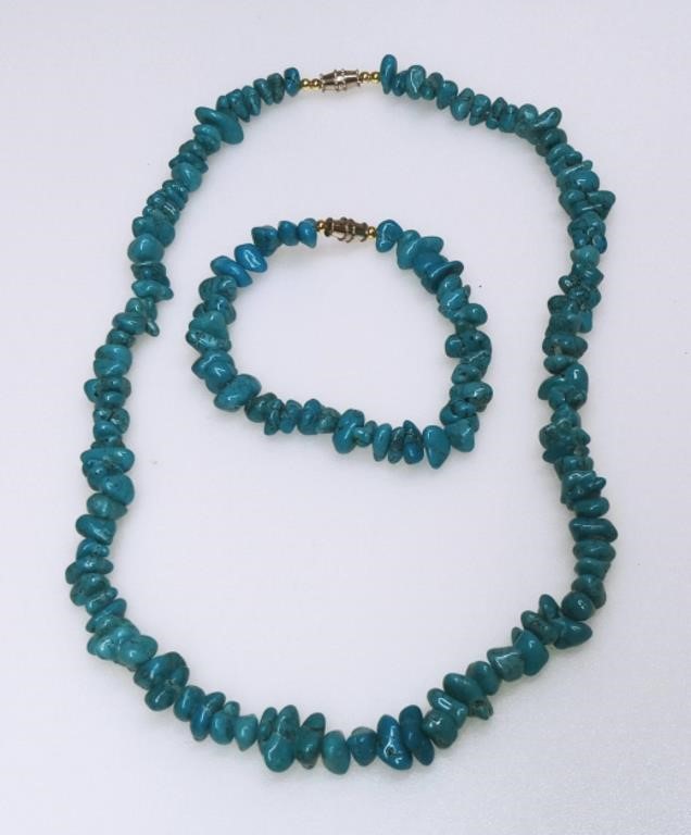 Matching Turquoise Nugget Necklace & Bracelet