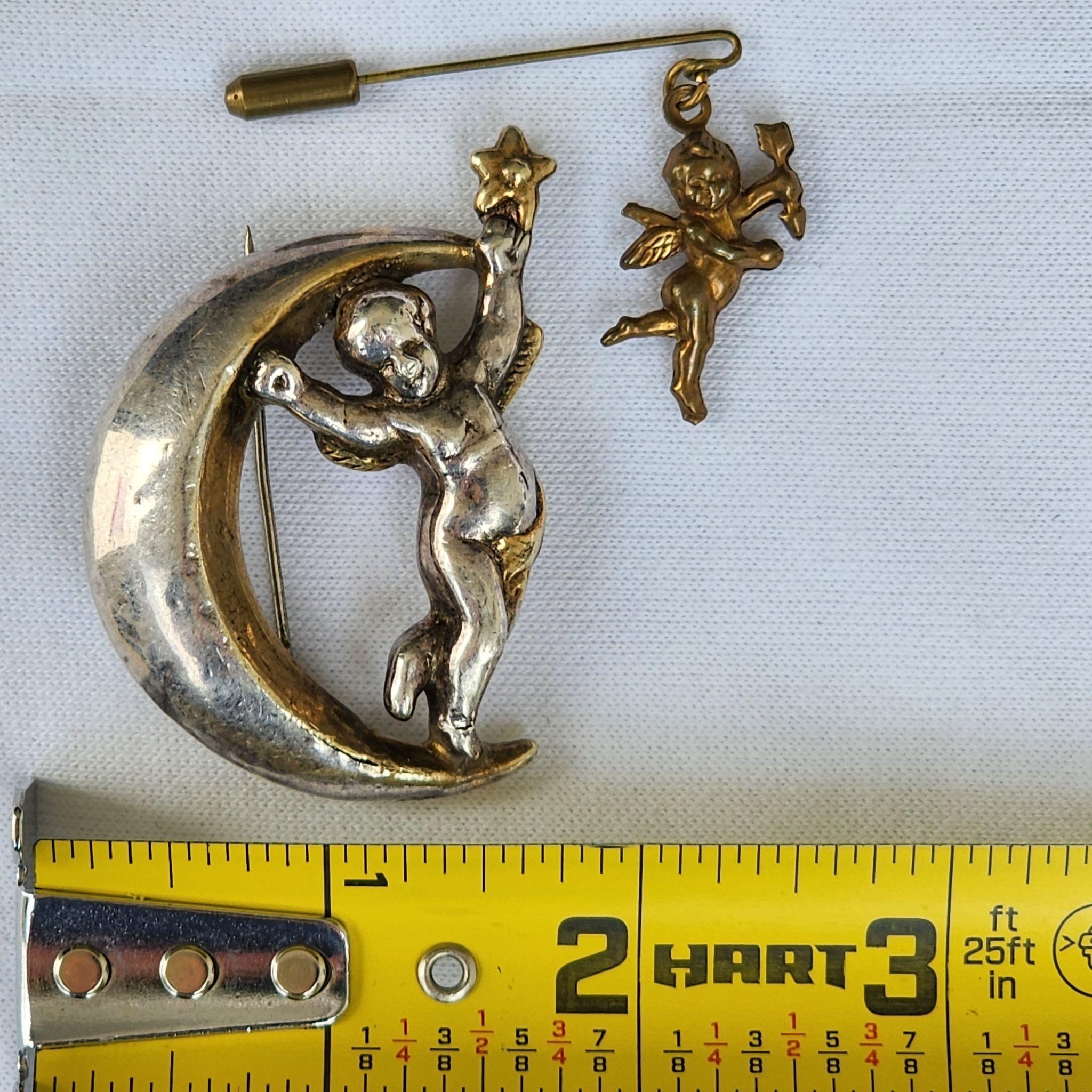 Antique Cherub Cupid Sterling .925 Brooch