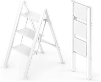 $68  WOA 3 Step Ladder  Anti-Slip  Light - White