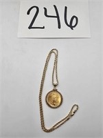 $10 Gold Coin 1/4 oz. Fine Gold set in Pendant DES
