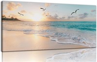 $48  Gold Sunset Ocean Art (2040) - Ready to Hang