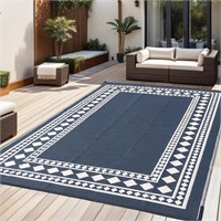 RURALITY Outdoor Rugs 5x8  Plastic  Black&Beige