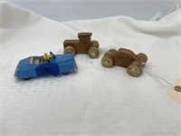 3 pcs-2 Wooden Cars & Plastic Car