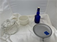 4 pcs Glassware-Blue Bottle w/Stopper +
