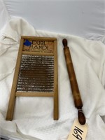 2 pcs-Wooden Rolling Pin & Washboard