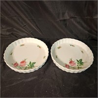 2 Christineholm Rose pattern quiche dishes