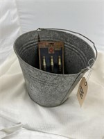 Galvanized Bucket w/Spark Plugs