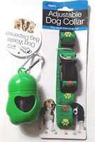 DOG COLLAR & WASTE BAGS W/ DISPENSER