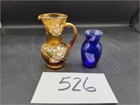 Bohemian Glass Small Case, Blue Vase
