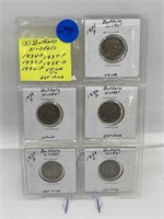5-Buffalo Nickels 1934-P 1935-P 1936-P 1937-P