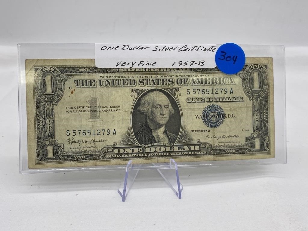 1957-B One Dollar Silver Certificate V Fine