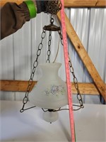 Vintage Hanging Light w/ Hand Painted Shade