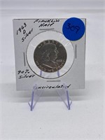 1963-D 90% Silver Franklin Half Dollar Unc