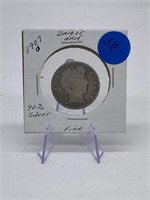 1907-O 90% Silver Barber Half Dollar Fine