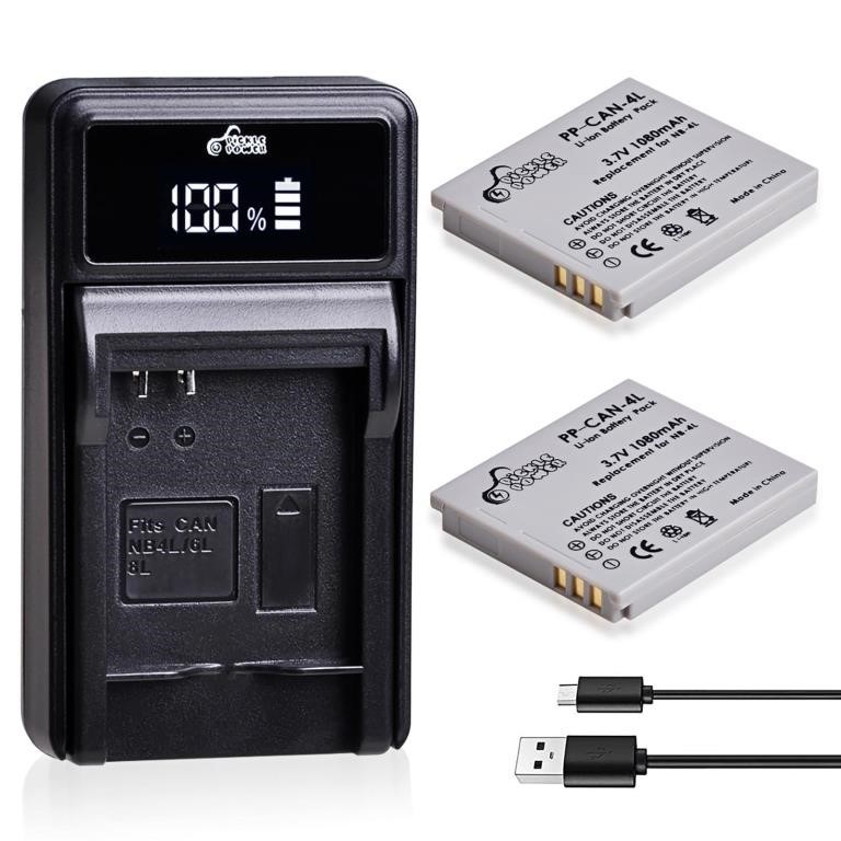 NB-4L Battery and LED Display Charger for Canon