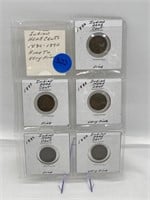 5-Indian Head Cents 1886 1887 1888 1889 1890