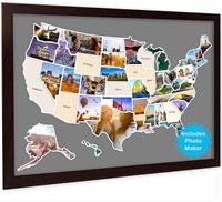 $40  USA Photo Map - 24x36 50 States  No Frame