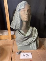 Plaster Woman Bust - Signed & 1 Piece Cracked