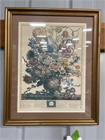 Vintage March Flower Description Framed Picture