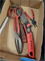 Lot of Tools, Pipe Wrench, Snips