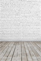 5X7ft White Brick Photography Background Retro