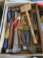 Box of Hammers, Pliers, Chisel, Screwdrivers