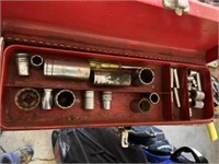 Red Metal Tool Box c/w Box End Wrenches &