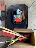 Box of Floor Mats, Snow Brushes, RV Supplies