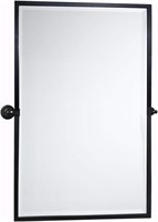 $140  TEHOME 28.5x36' Black Metal Pivot Mirror