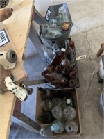 Box of Misc Old Bottles, Coal Pail &