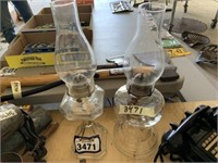2 - Clear Coal Oil Lamps