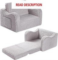 $60  MOMCAYWEX 2-in-1 Kids Sherpa Couch  Grey