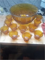 Tiara glass punch bowl and cups