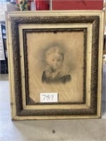 Antique Child's Portrait and Vintage Frame