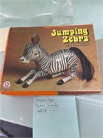 1960's & 70's Jumping Zebra Wind Toy in Box