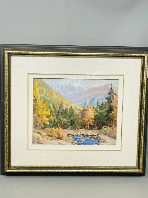 framed oil painting, landscape - 15" x 16.5"