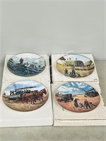 4 Bradford Exchange plates in boxes - farm scenes