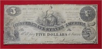 1861 $5 CSA Note Large Size